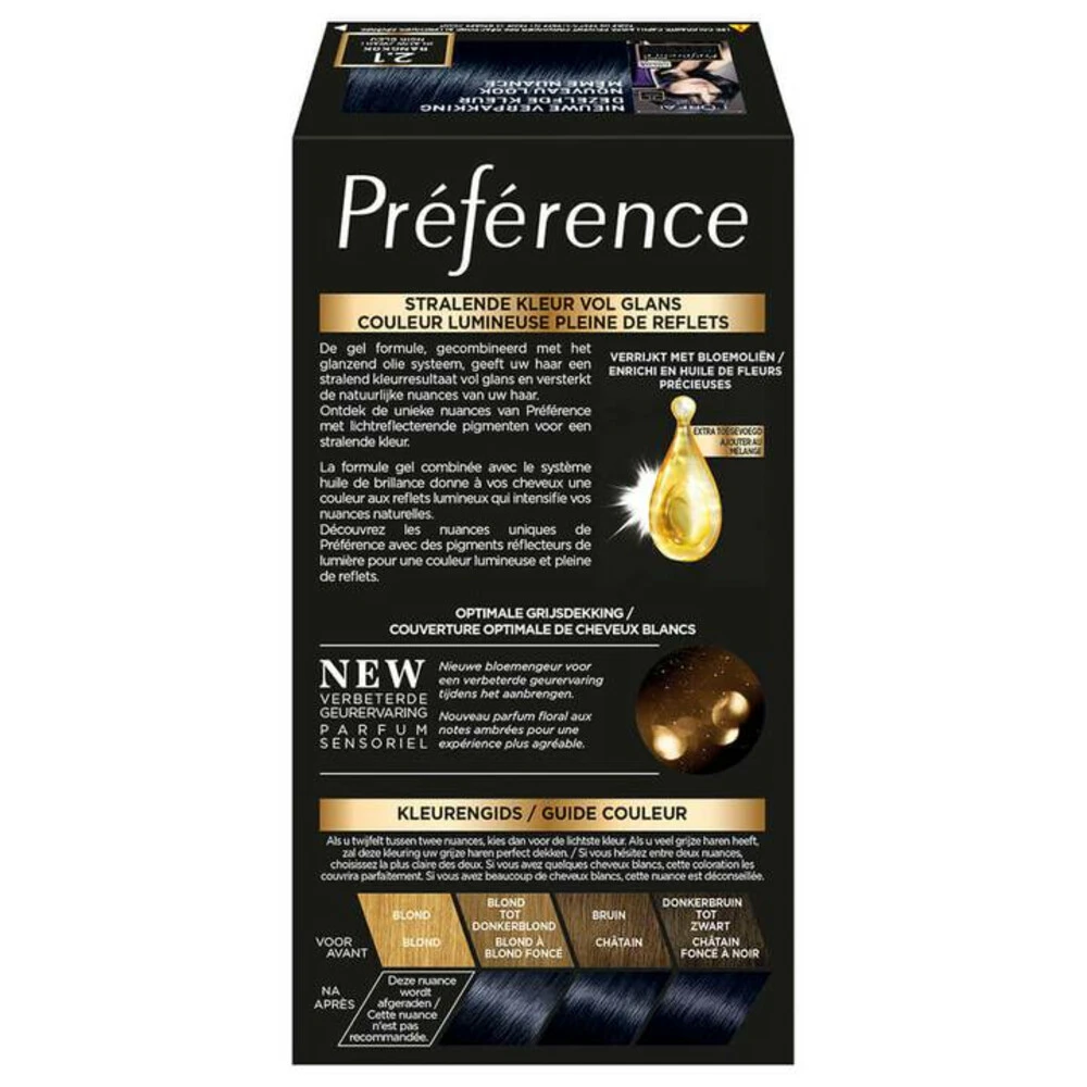 L'Oreal Lu0027Oréal Preference Haarkleuring 2.1 Bangkok - Blauw Zwart 5 L'Oreal Lu0027Oréal Preference Haarkleuring 2.1 Bangkok - Blauw Zwart - Afbeelding 3