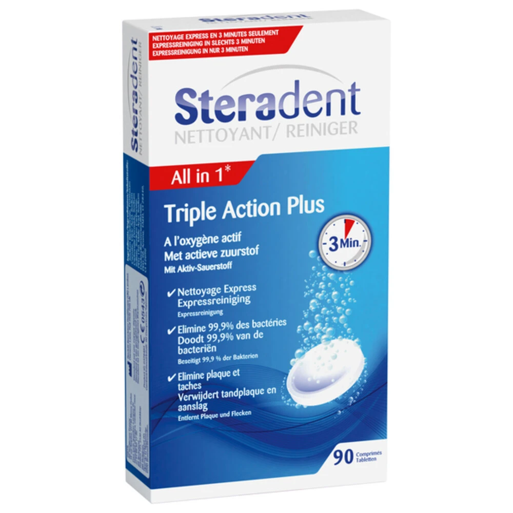 4x Steradent Triple Action Plus Kunstgebit Reiniger 6 4x Steradent Triple Action Plus Kunstgebit Reiniger - Afbeelding 4