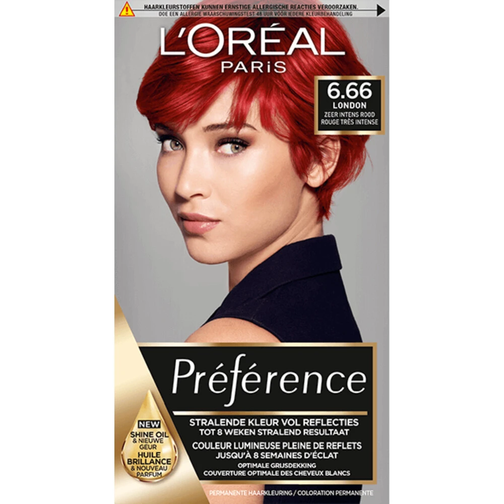 L'Oreal Lu0027Oréal Preference Haarkleuring 6.66 Pure Scarlet - Zeer Intens Rood 3 L'Oreal Lu0027Oréal Preference Haarkleuring 6.66 Pure Scarlet - Zeer Intens Rood